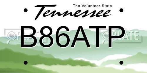 B86ATP Tennessee License Plate