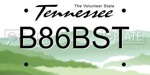 B86BST Tennessee License Plate