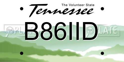 B86IID Tennessee License Plate