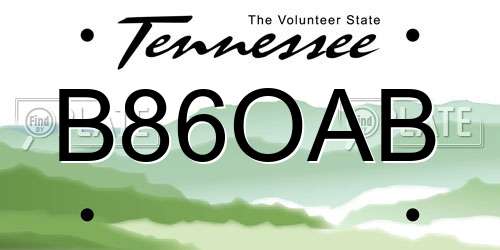 B86OAB Tennessee License Plate