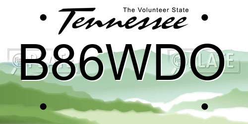 B86WDO Tennessee License Plate