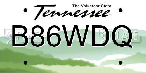 B86WDQ Tennessee License Plate