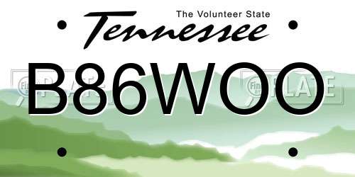 B86WOO Tennessee License Plate