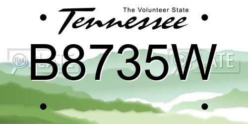 B8735W Tennessee License Plate