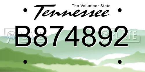 B874892 Tennessee License Plate