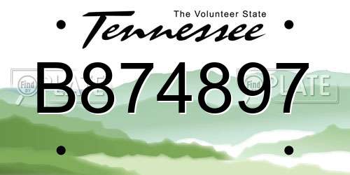 B874897 Tennessee License Plate