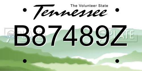 B87489Z Tennessee License Plate