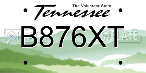 B876XT Tennessee License Plate