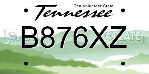 B876XZ Tennessee License Plate