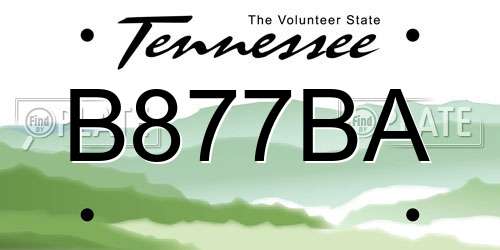 B877BA Tennessee License Plate