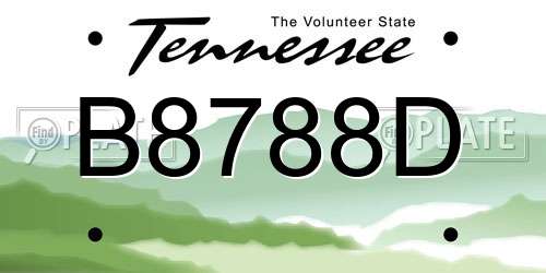 B8788D Tennessee License Plate