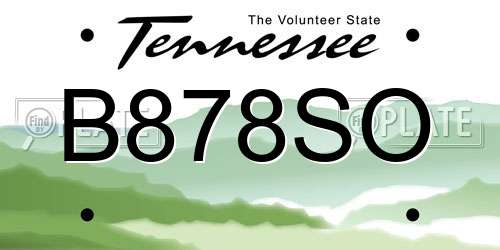 B878SO Tennessee License Plate