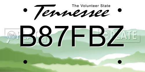 B87FBZ Tennessee License Plate