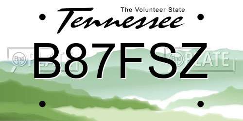 B87FSZ Tennessee License Plate