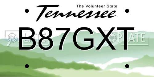 B87GXT Tennessee License Plate