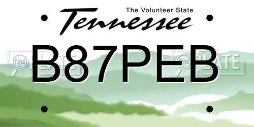 B87PEB Tennessee License Plate