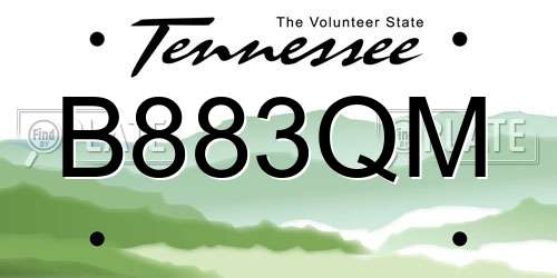 B883QM Tennessee License Plate