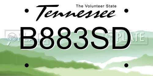 B883SD Tennessee License Plate