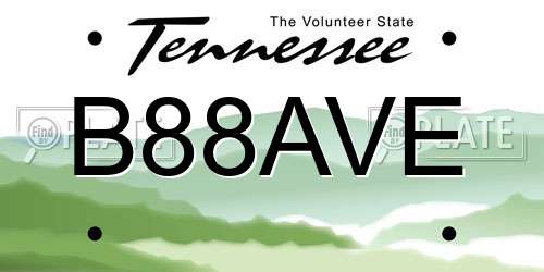 B88AVE Tennessee License Plate