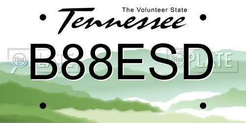 B88ESD Tennessee License Plate