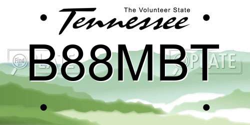 B88MBT Tennessee License Plate