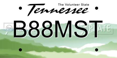 B88MST Tennessee License Plate