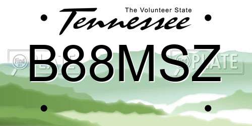 B88MSZ Tennessee License Plate