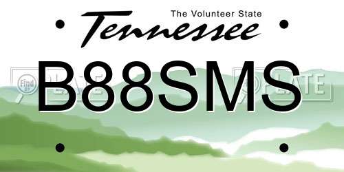B88SMS Tennessee License Plate
