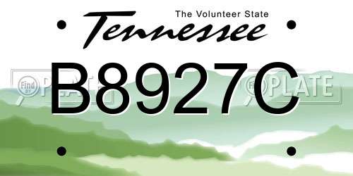 B8927C Tennessee License Plate
