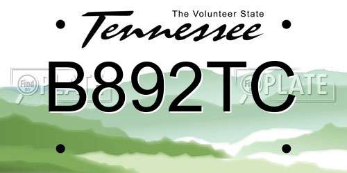 B892TC Tennessee License Plate
