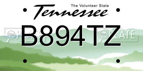 B894TZ Tennessee License Plate