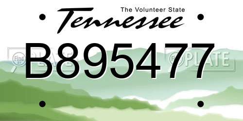 B895477 Tennessee License Plate