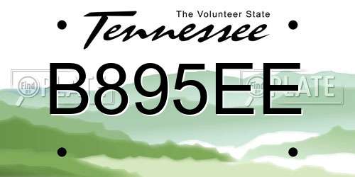 B895EE Tennessee License Plate