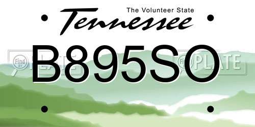 B895SO Tennessee License Plate