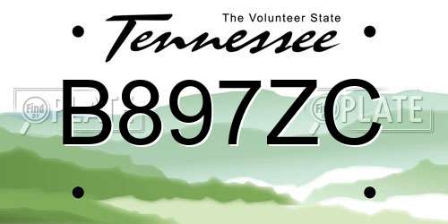 B897ZC Tennessee License Plate