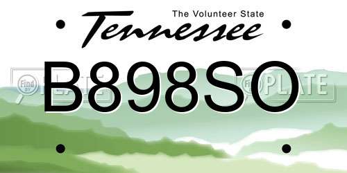 B898SO Tennessee License Plate