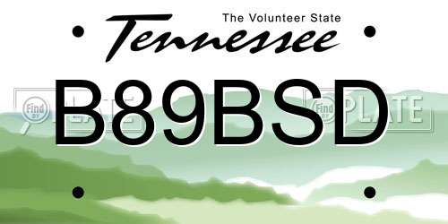 B89BSD Tennessee License Plate