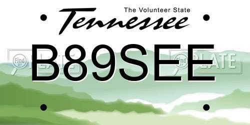 B89SEE Tennessee License Plate