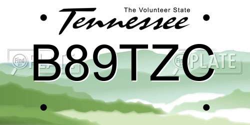 B89TZC Tennessee License Plate
