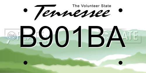 B901BA Tennessee License Plate