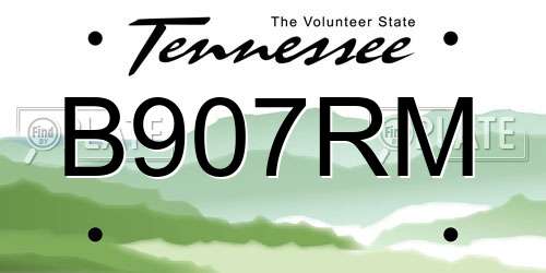 B907RM Tennessee License Plate