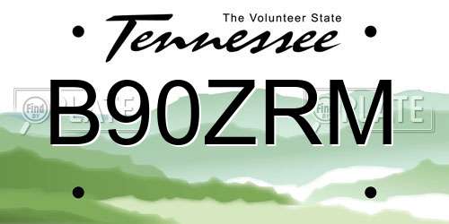 B90ZRM Tennessee License Plate