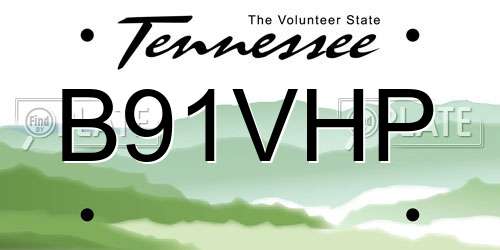 B91VHP Tennessee License Plate