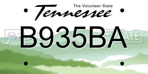 B935BA Tennessee License Plate