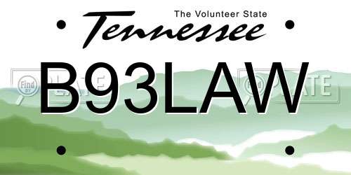 B93LAW Tennessee License Plate