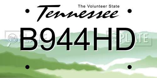 B944HD Tennessee License Plate