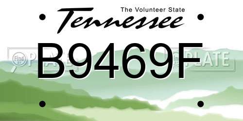 B9469F Tennessee License Plate