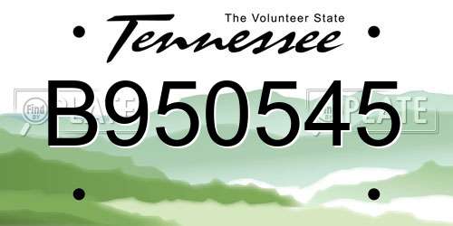 B950545 Tennessee License Plate