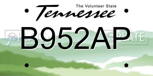 B952AP Tennessee License Plate