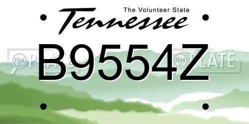 B9554Z Tennessee License Plate